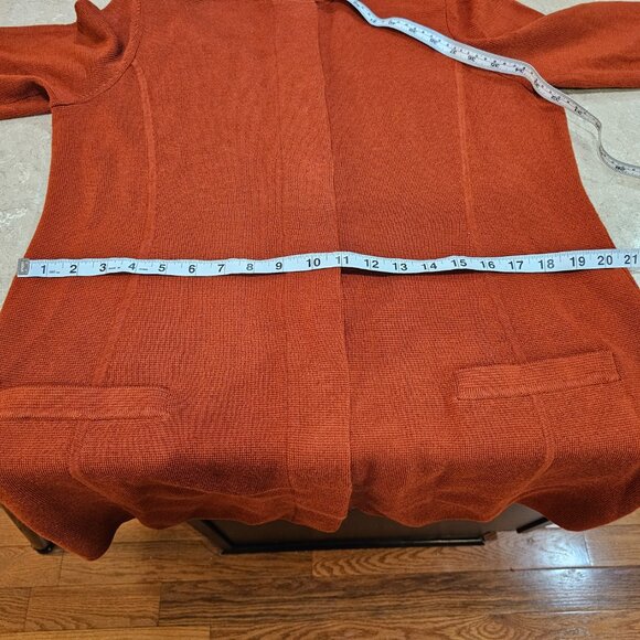 Talbots Burnt Orange Rust Merino Wool Snap Front Duster Cardigan Fall Size L - Picture 4 of 6